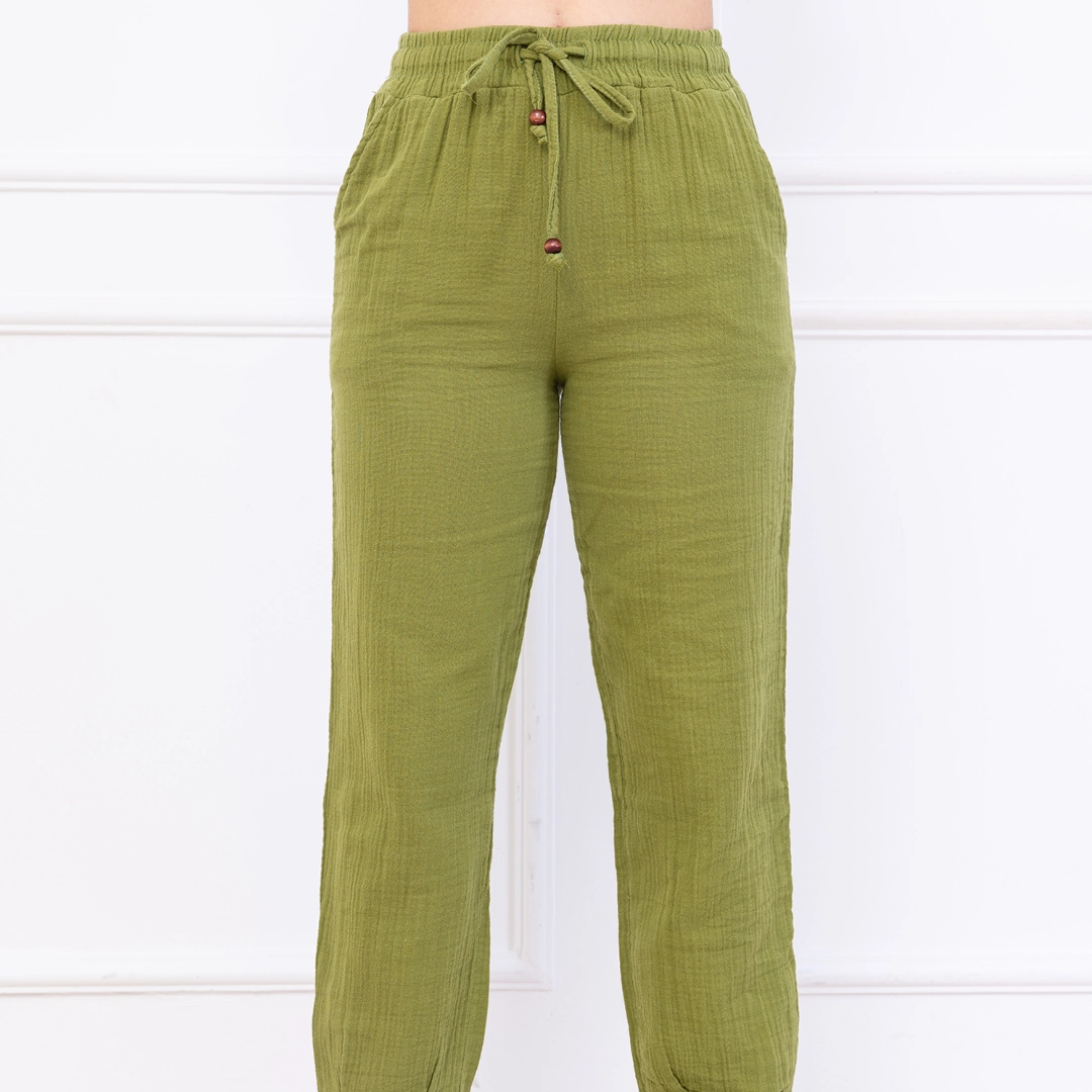 Müslin Bağcıklı Modern Pantolon - Görsel 7