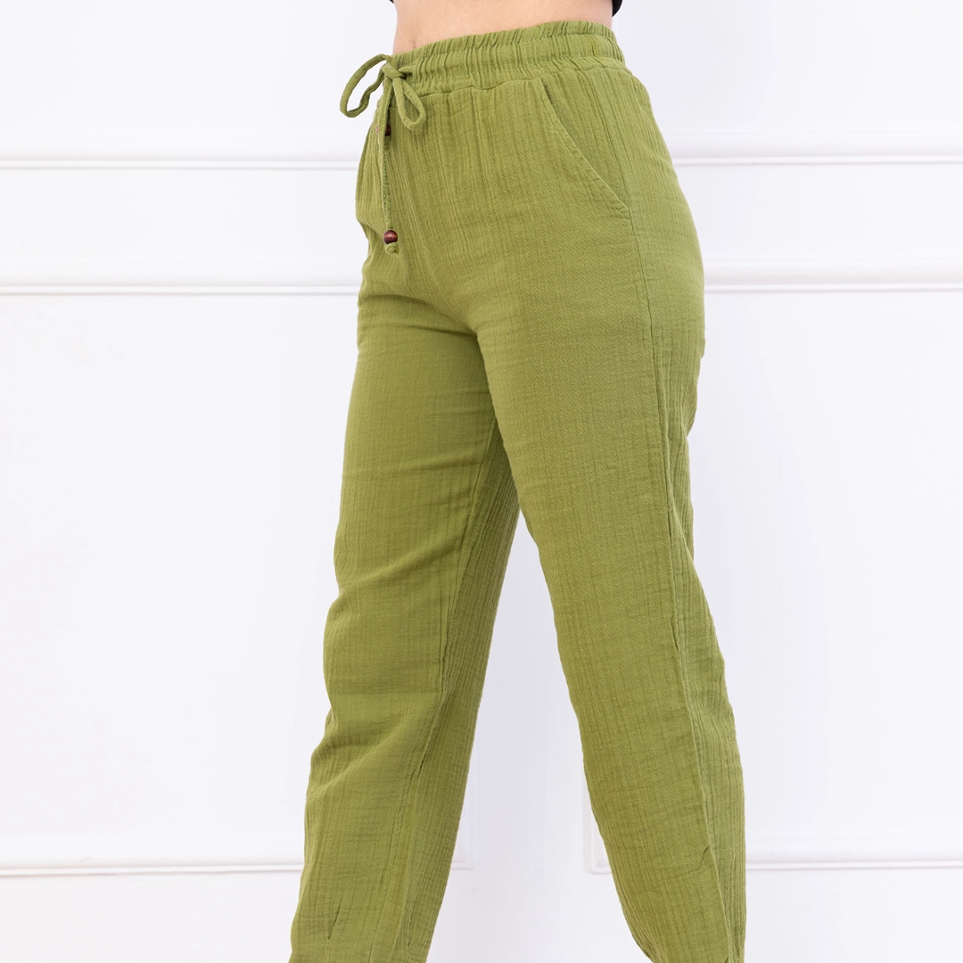 Müslin Bağcıklı Modern Pantolon - Görsel 6