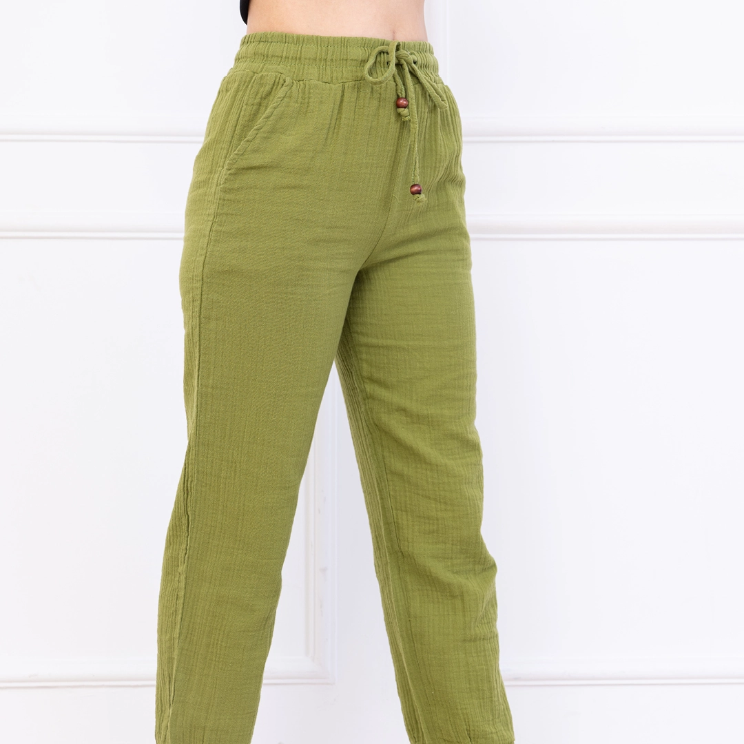 Müslin Bağcıklı Modern Pantolon - Görsel 5