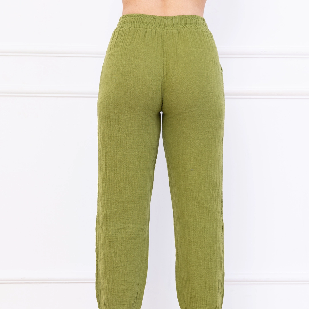 Müslin Bağcıklı Modern Pantolon - Görsel 4
