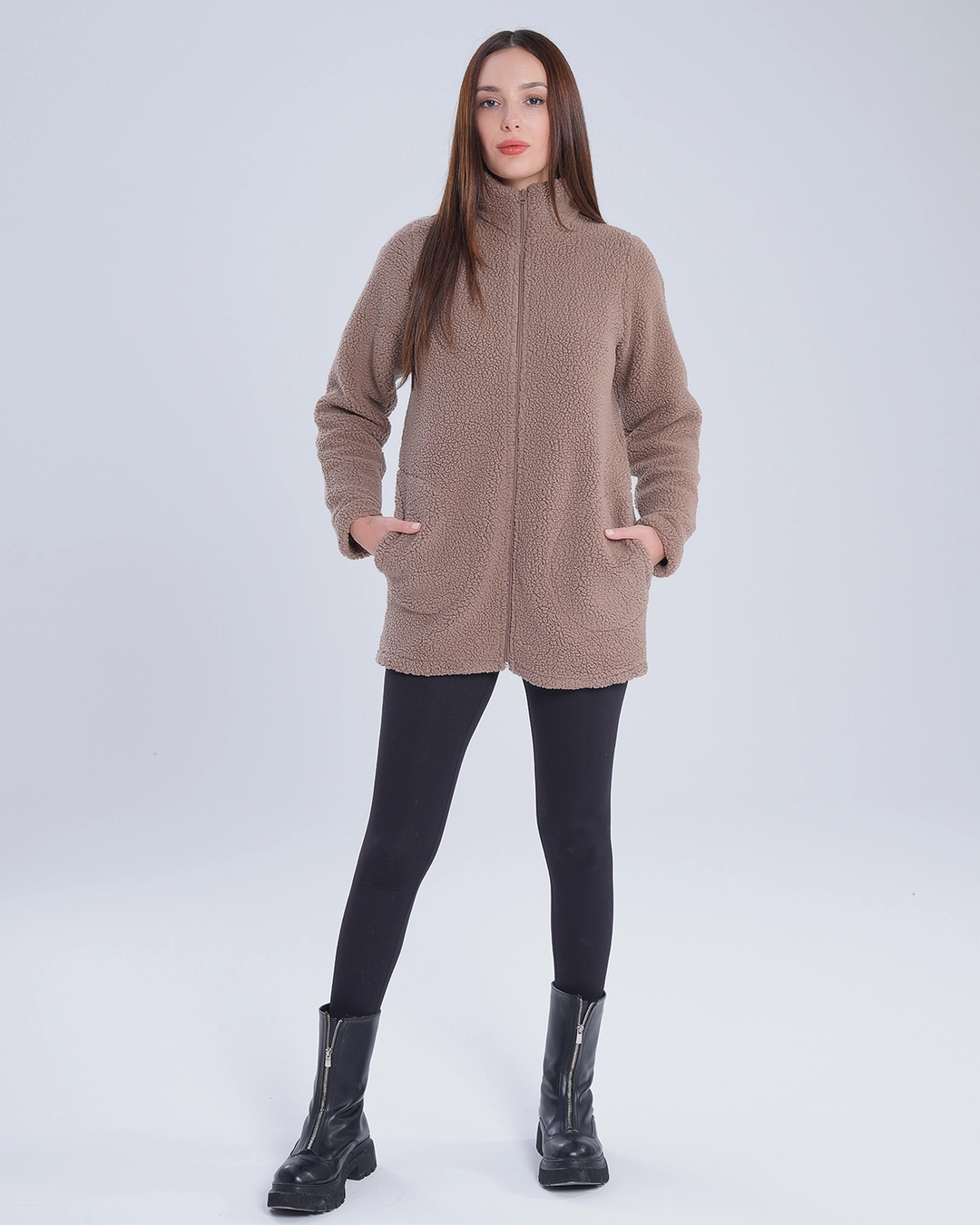 Kuzu Kumaş Kadın Ceket Fermuarlı