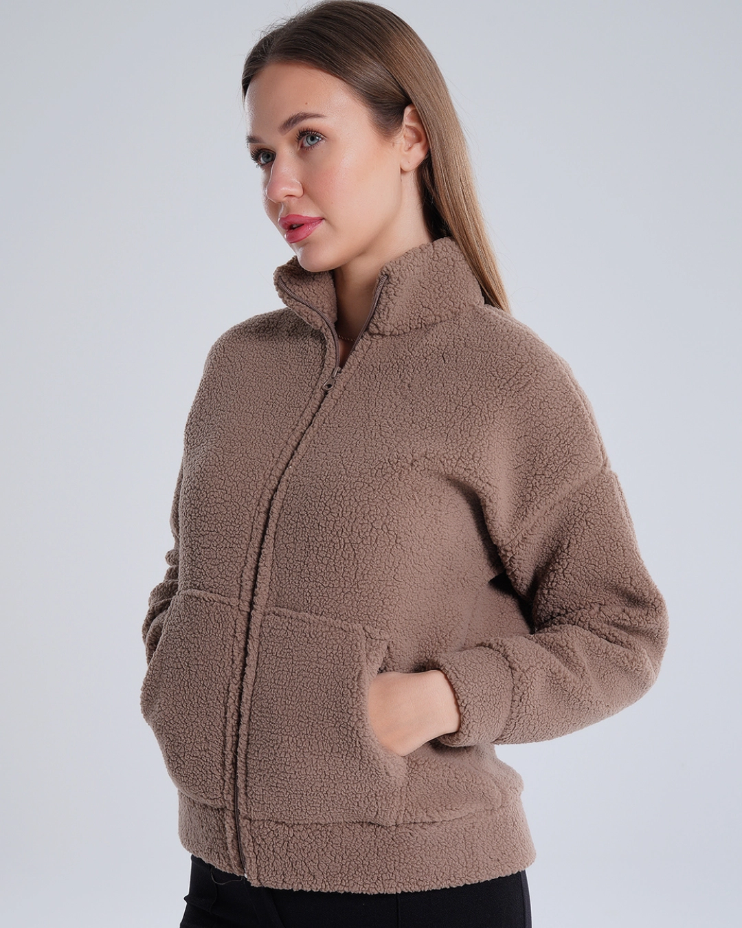 Kuzu Kumaş Kadın Ceket Rahat Yaka